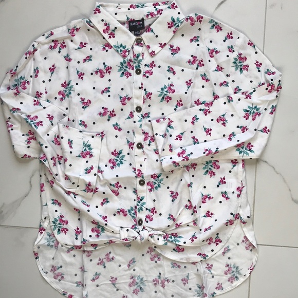 🔥 Long sleeve  floral blouse  size large 14 - Picture 3 of 5